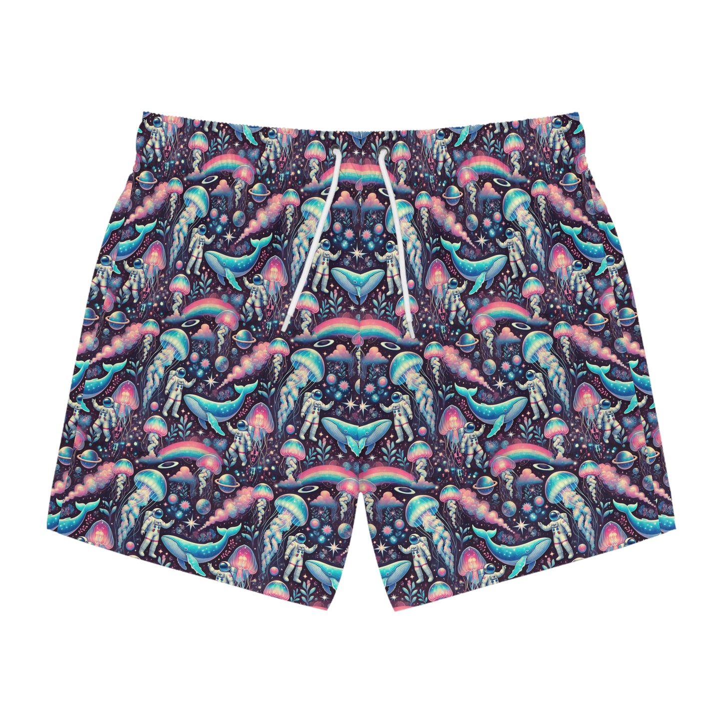 Swim Trunks - Astronaut Jellyfish Whale Trippy Design