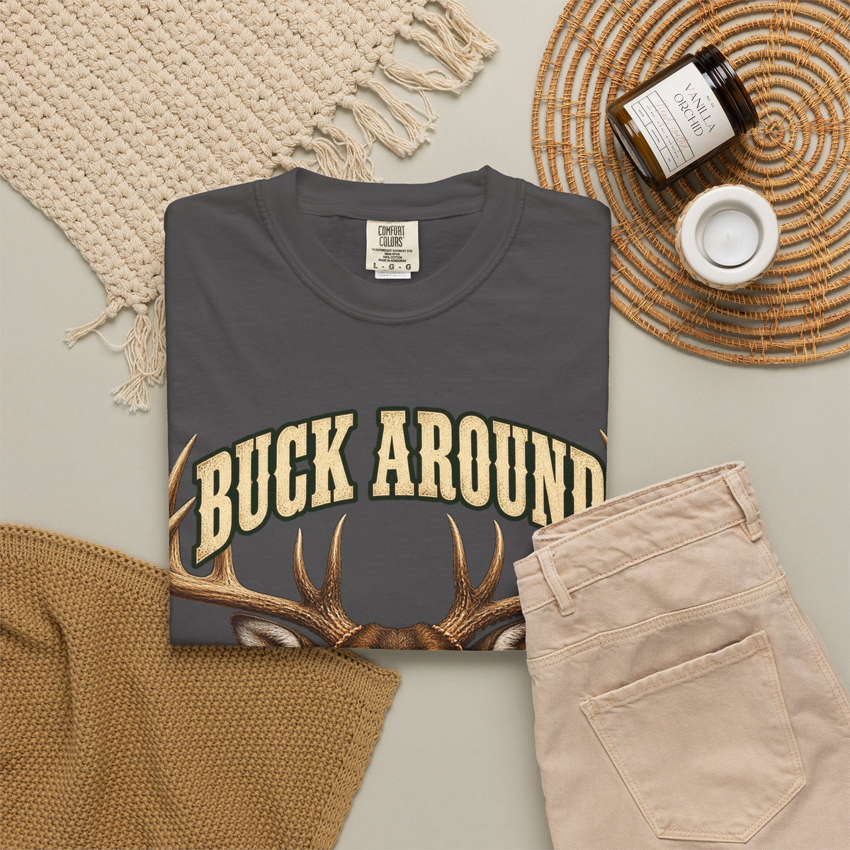 Buck Around and Find Out Cream Bust Deer Tee Funny Hunting FAFO Pun Shirt