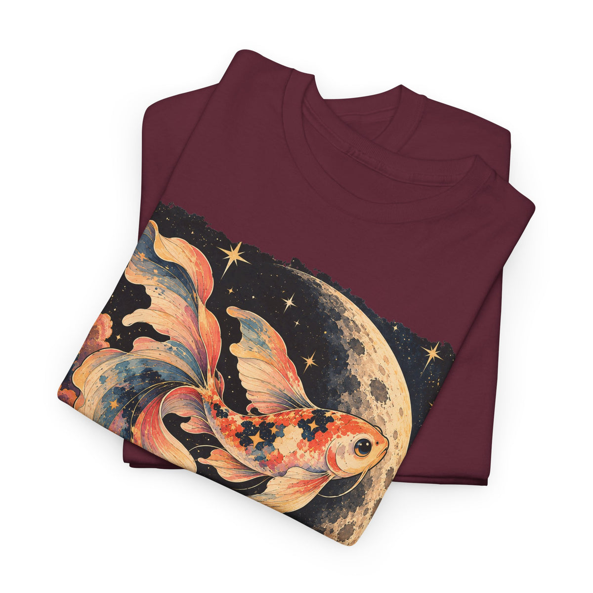Koi Fish Moon T-Shirt Celestial Koi Night Sky Full Moon Graphic Tee Unisex