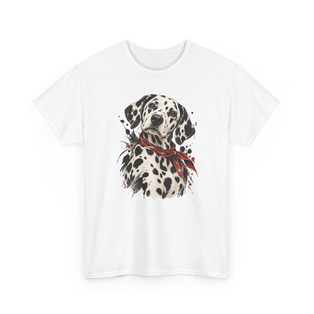 Dalmatian Red Bandana T-Shirt Dog Portrait Splatter Art Tee