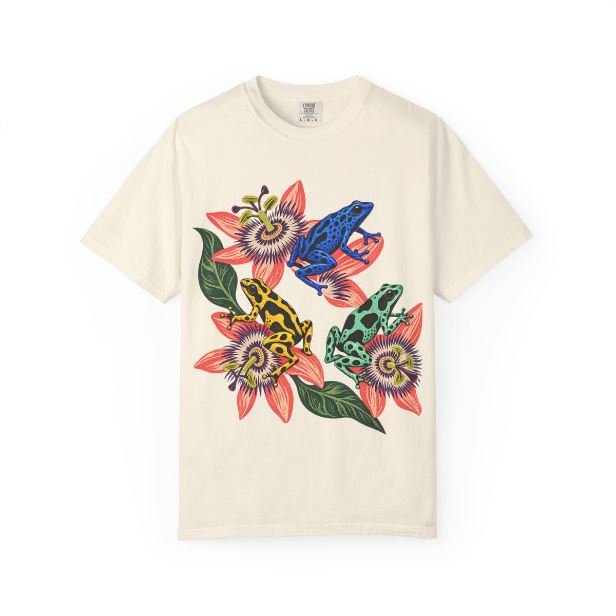 Poison Dart Frogs Passion Flowers Tee Colorful Dart Frog Tropical Flower Wildlife Shirt