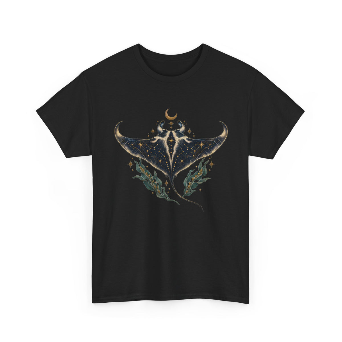 Celestial Manta Ray Moon T-Shirt Constellation Ocean Stars Tee