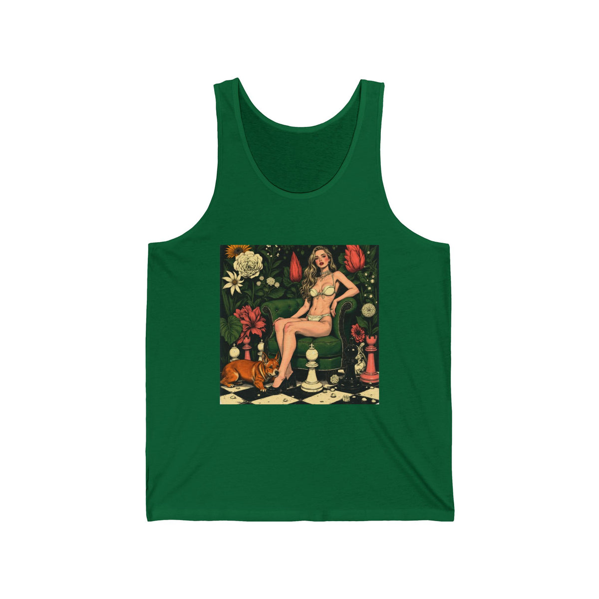 Vintage Pin-Up Botanical Lounge Graphic Tank Top Unisex Jersey Tank