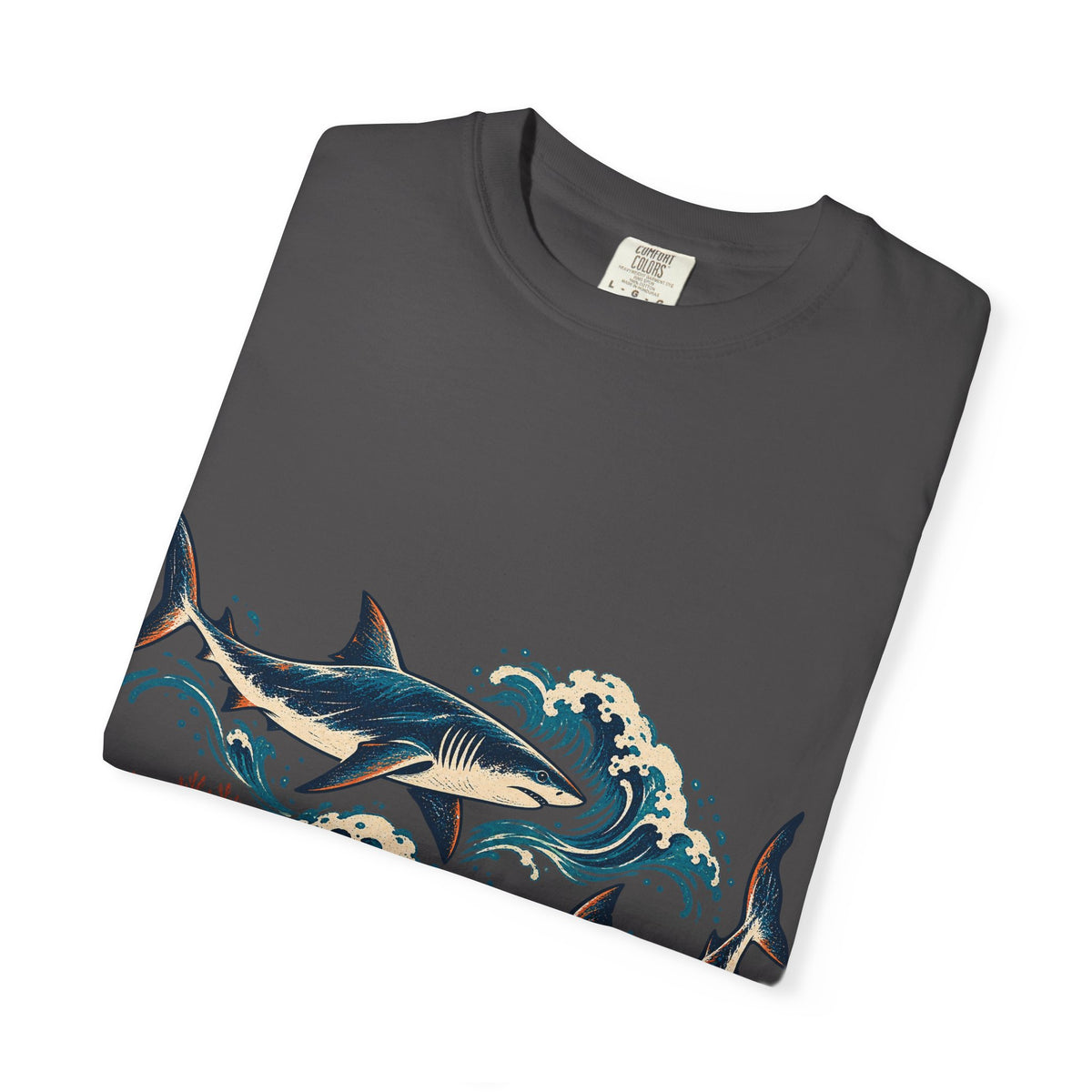 Great White Sharks Ukiyo Wave Tee Japanese Woodblock Shark Ocean Coral Shirt