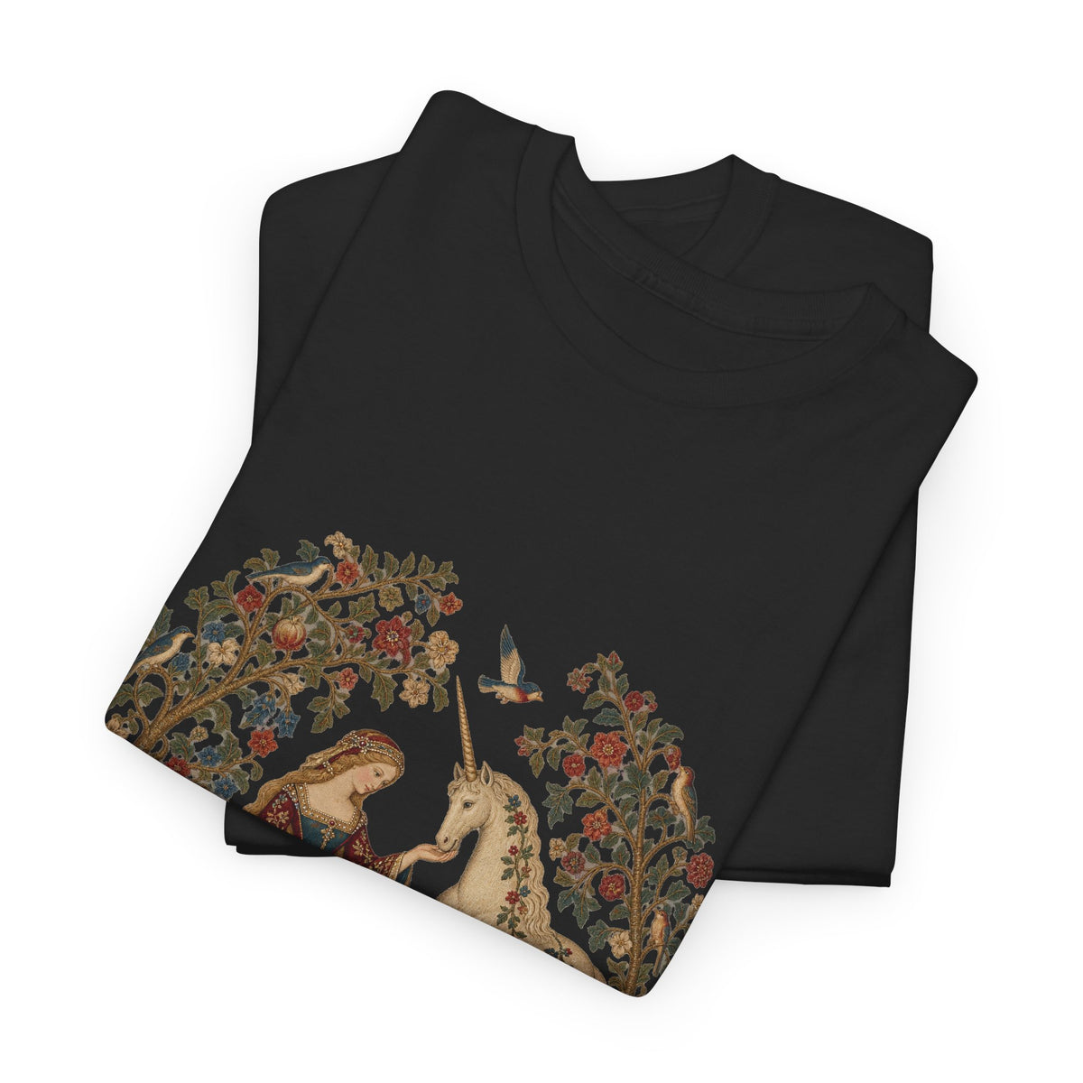 Lady and the Unicorn Tapestry T-Shirt Medieval Garden Lion Rabbit Tee