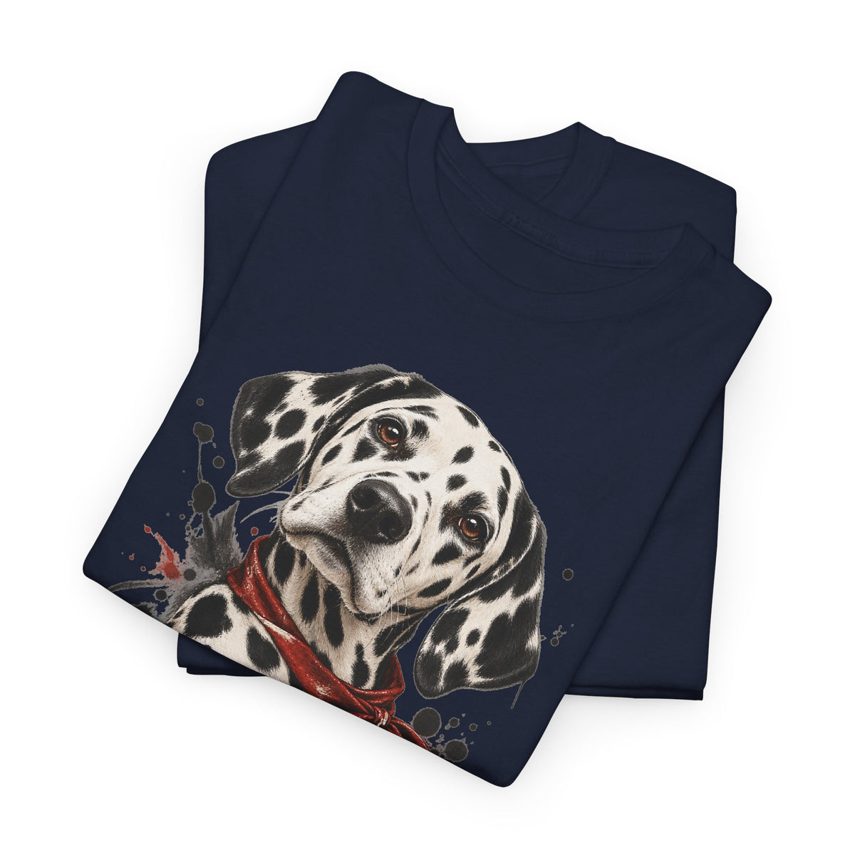 Dalmatian Red Bandana T-Shirt Dog Portrait Splatter Art Tee
