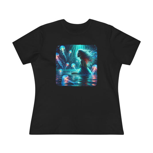 Jellyfish Mermaid T-Shirt Women's Bioluminescent Ocean Goddess Tee