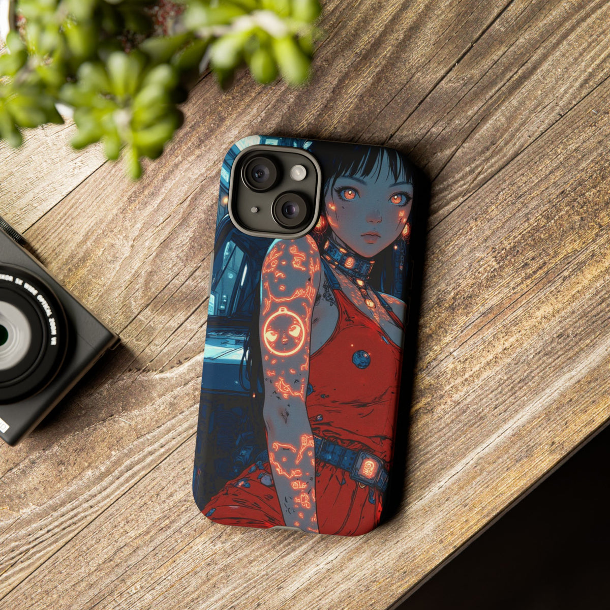Tattooed Girl Neon Car Tough Phone Case iPhone Samsung Pixel
