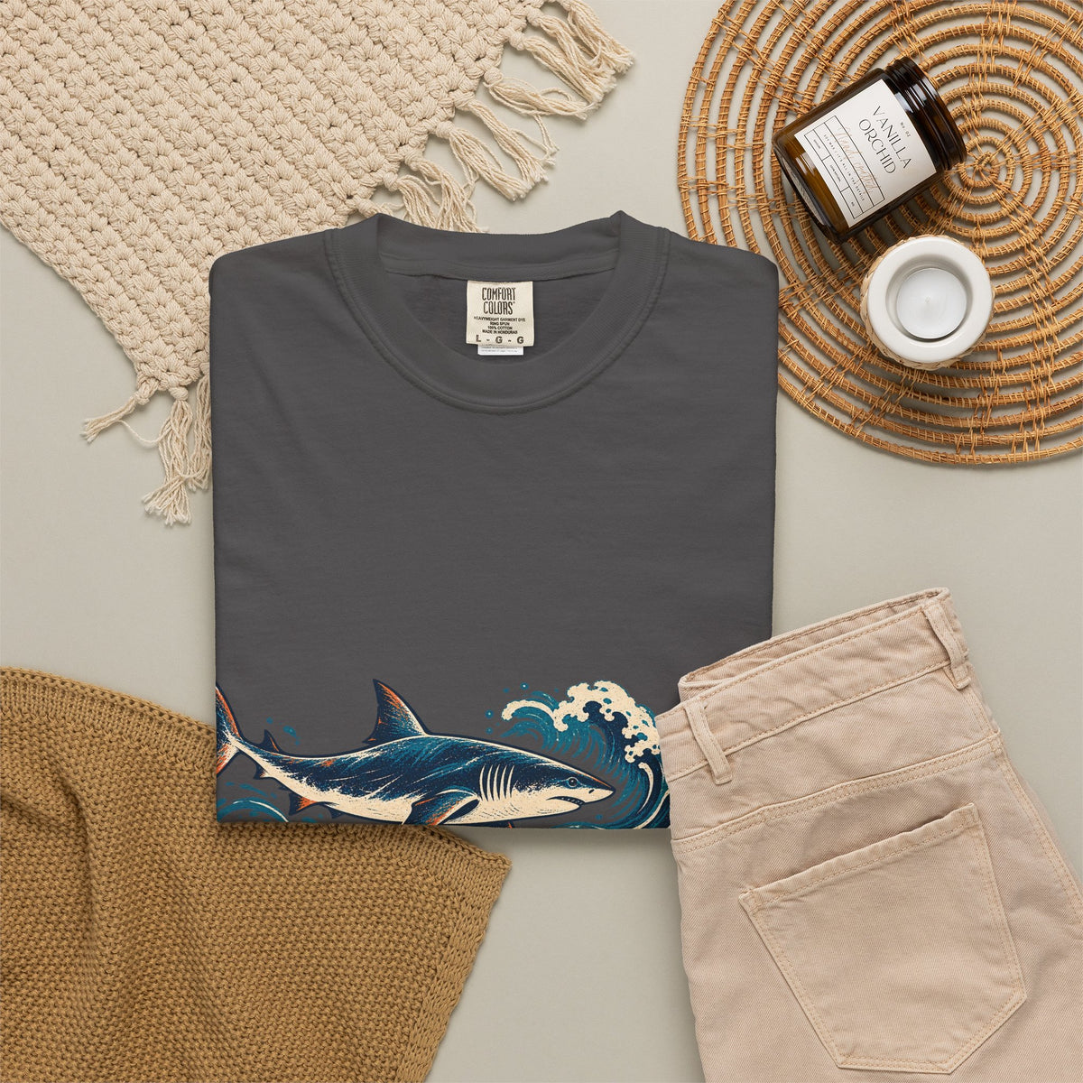 Great White Sharks Ukiyo Wave Tee Japanese Woodblock Shark Ocean Coral Shirt