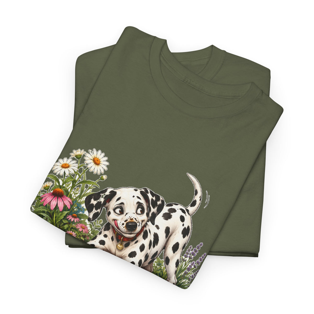 Dalmatian Digging Garden T-Shirt Funny Puppy Flower Dirt Dog Lover Tee