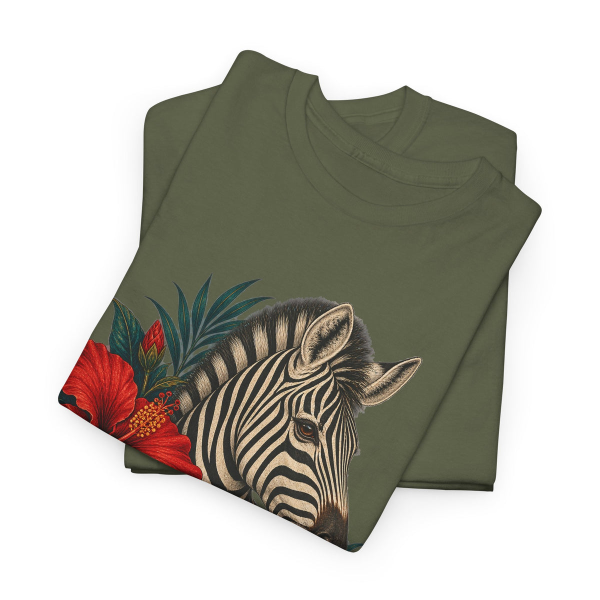 Zebra Hibiscus Tropical T-Shirt Safari Floral Animal Tee