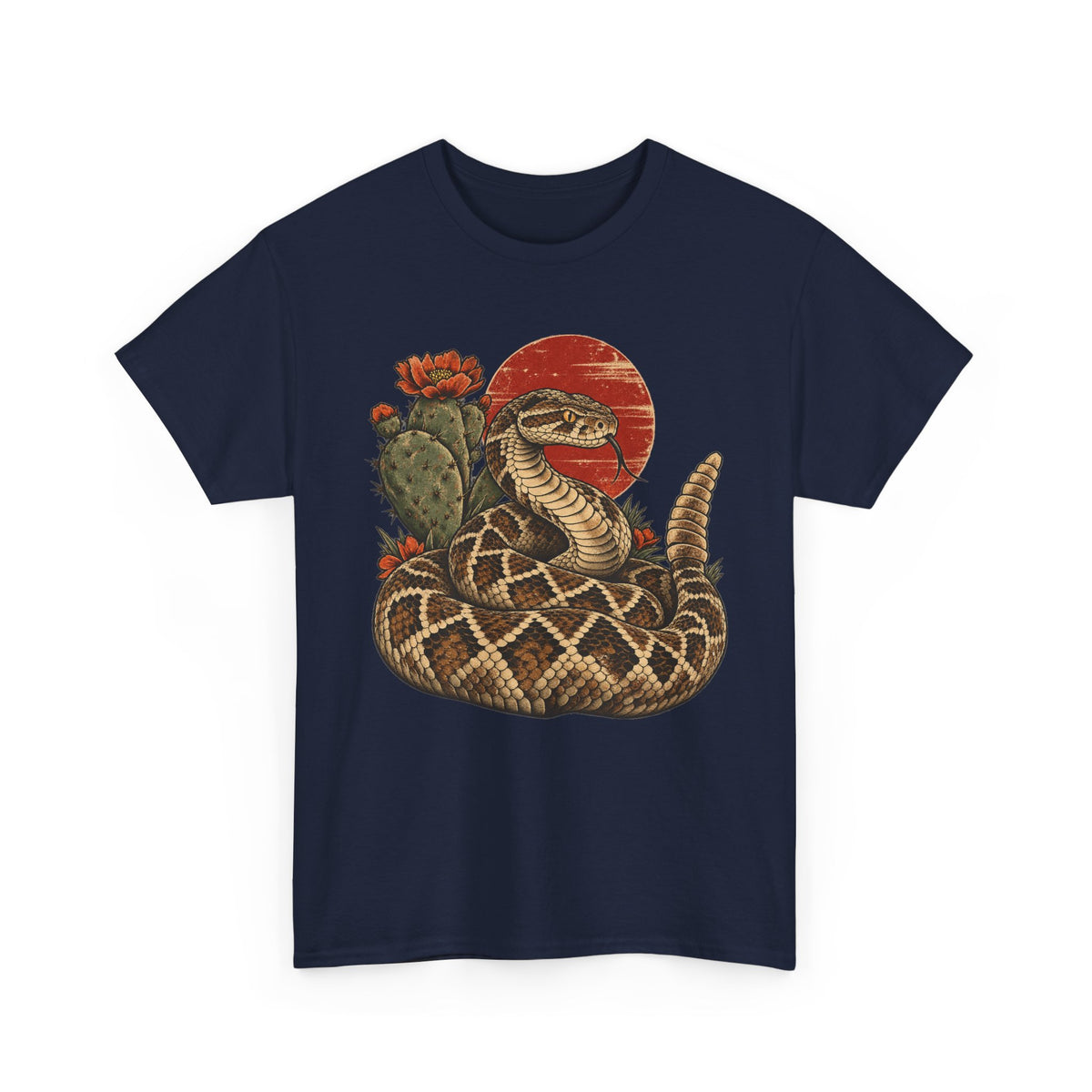 Desert Rattlesnake Cactus T-Shirt Red Sun Western Snake Tee