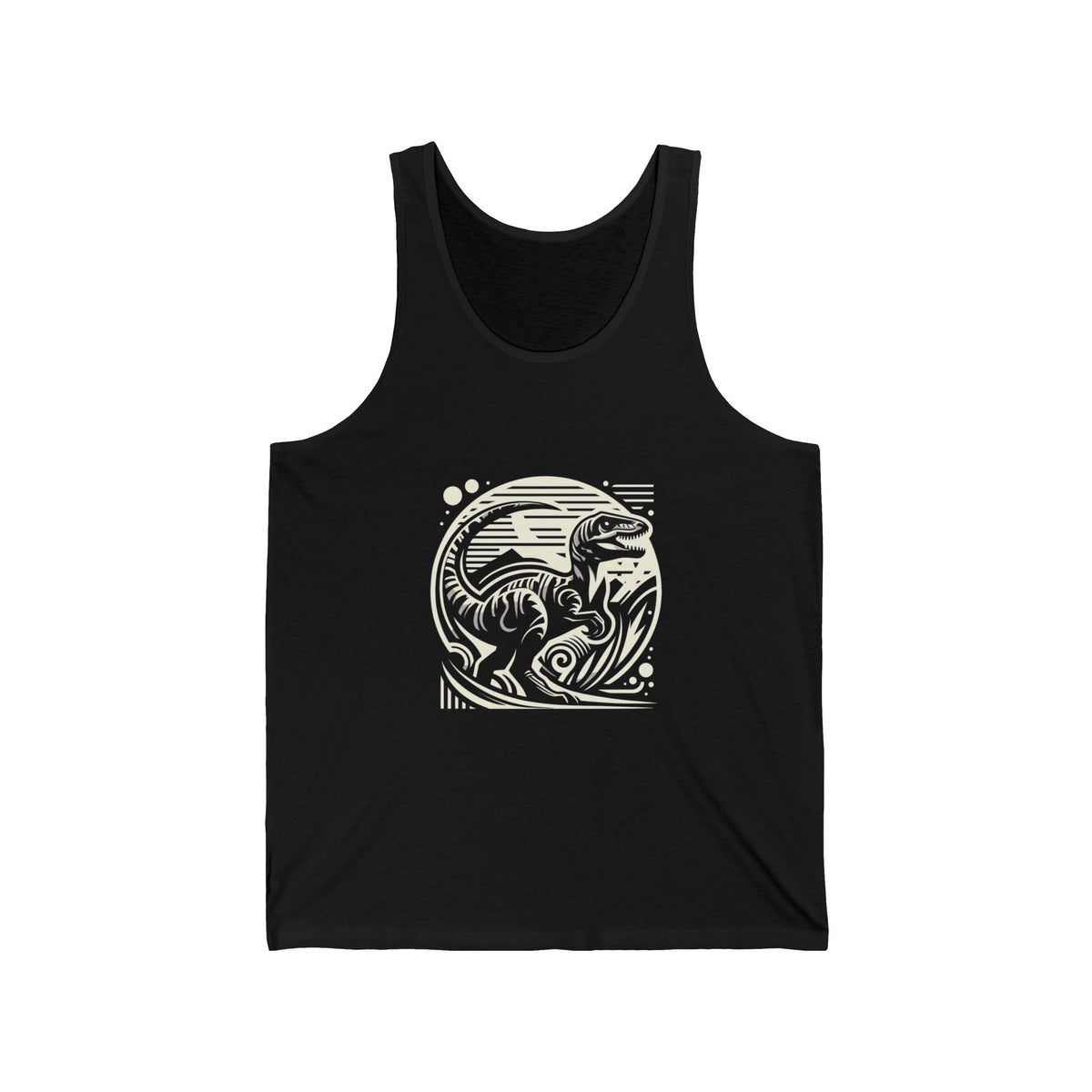 Tribal Dinosaur Black White Graphic Tank Top Unisex Jersey Tank