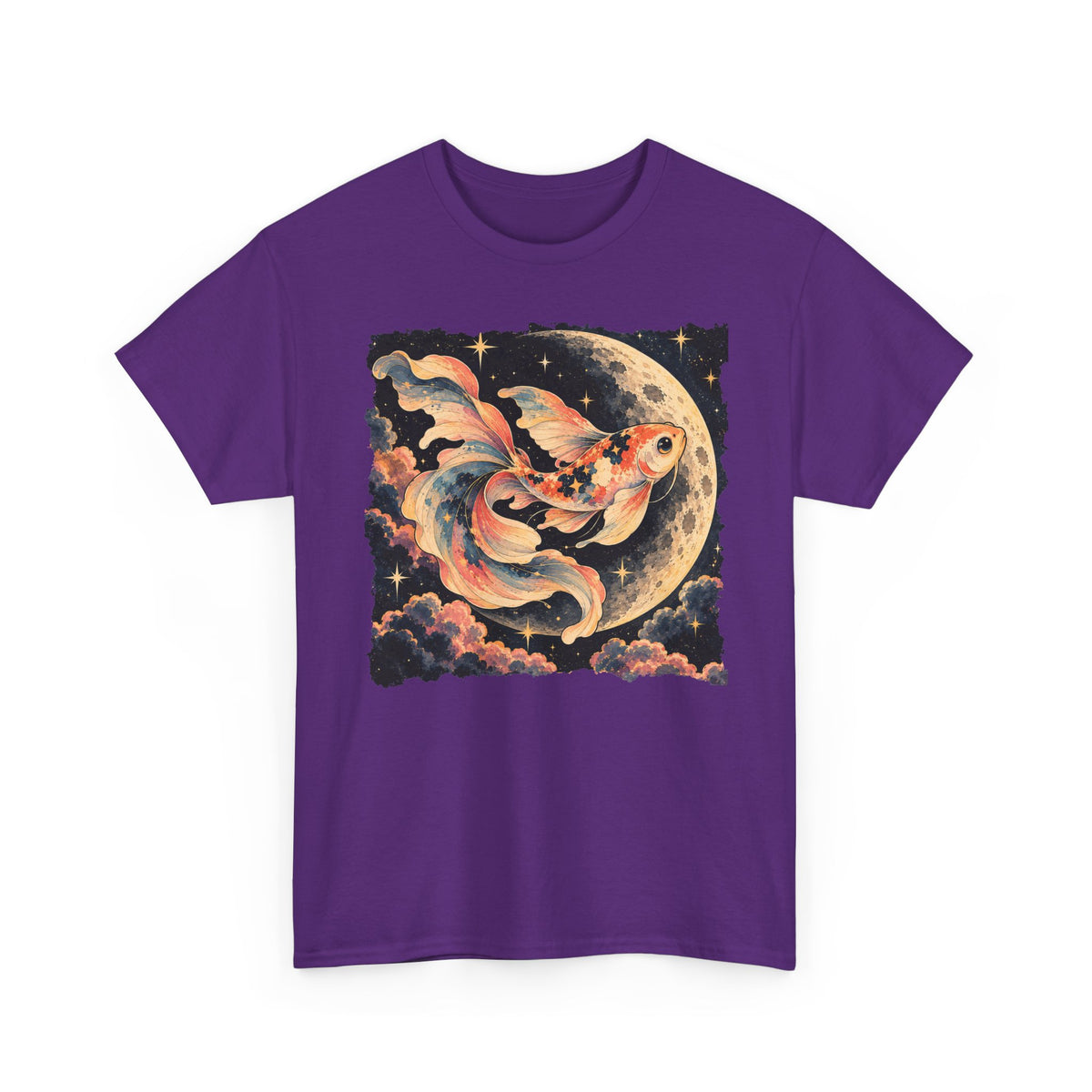 Koi Fish Moon T-Shirt Celestial Koi Night Sky Full Moon Graphic Tee Unisex