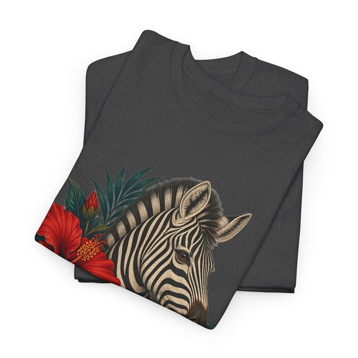 Zebra Hibiscus Tropical T-Shirt Safari Floral Animal Tee