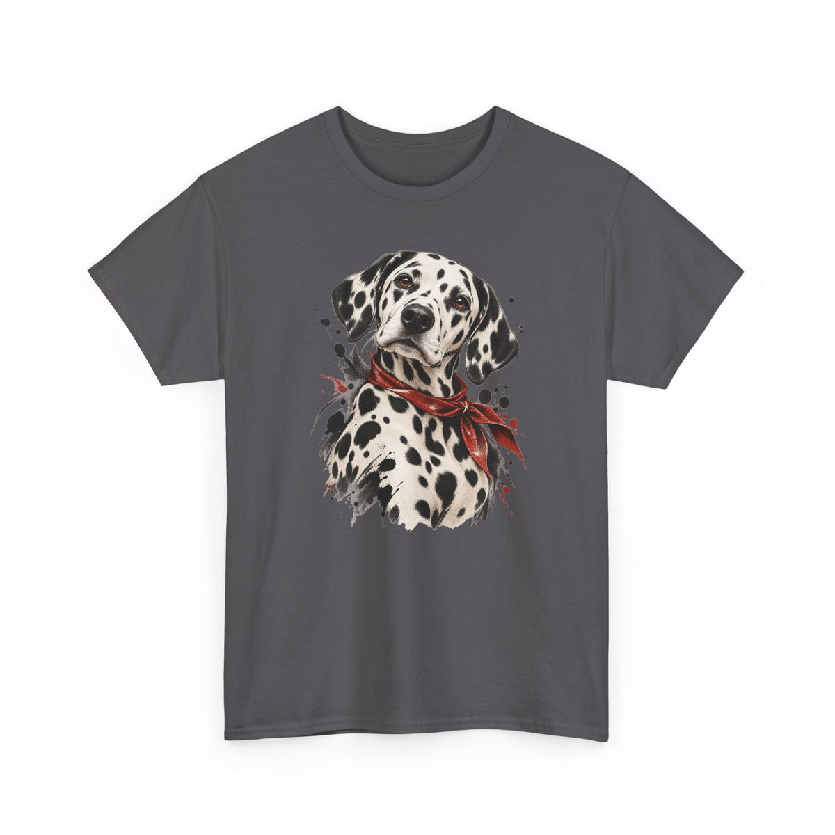 Dalmatian Red Bandana T-Shirt Dog Portrait Splatter Art Tee