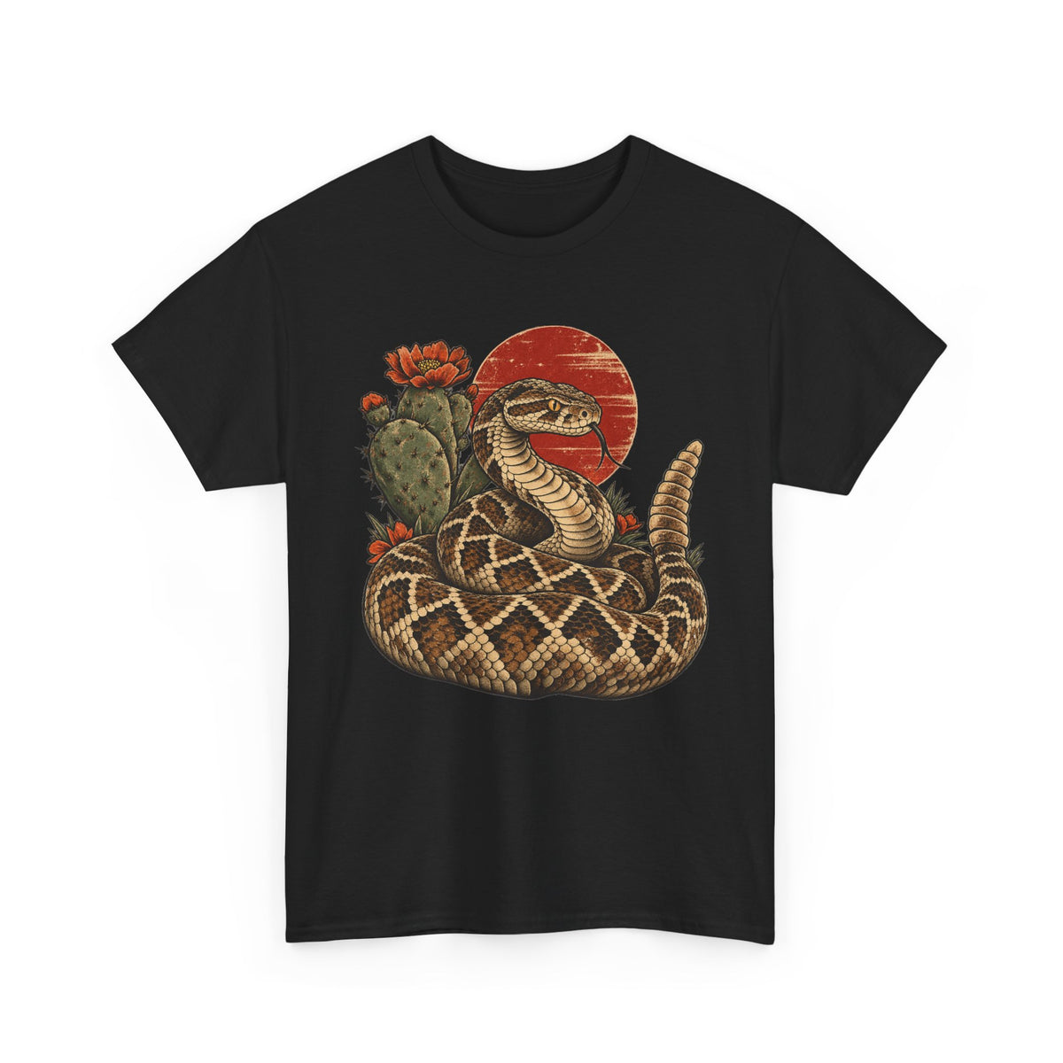 Desert Rattlesnake Cactus T-Shirt Red Sun Western Snake Tee