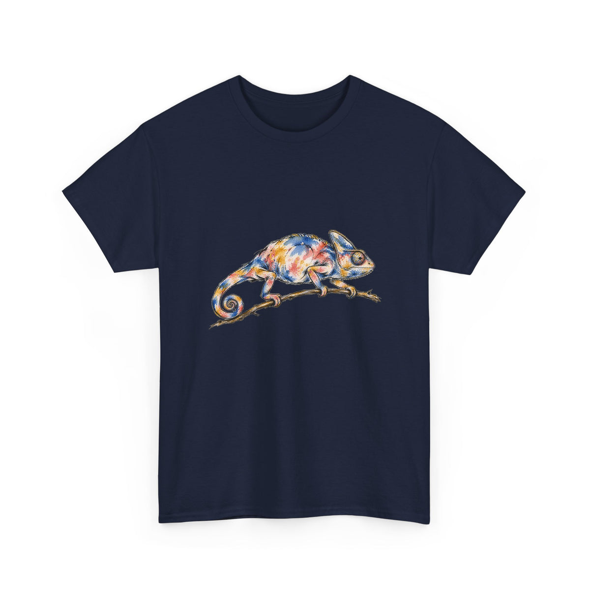 Watercolor Chameleon T-Shirt Ink Art Lizard on Branch Reptile Tee