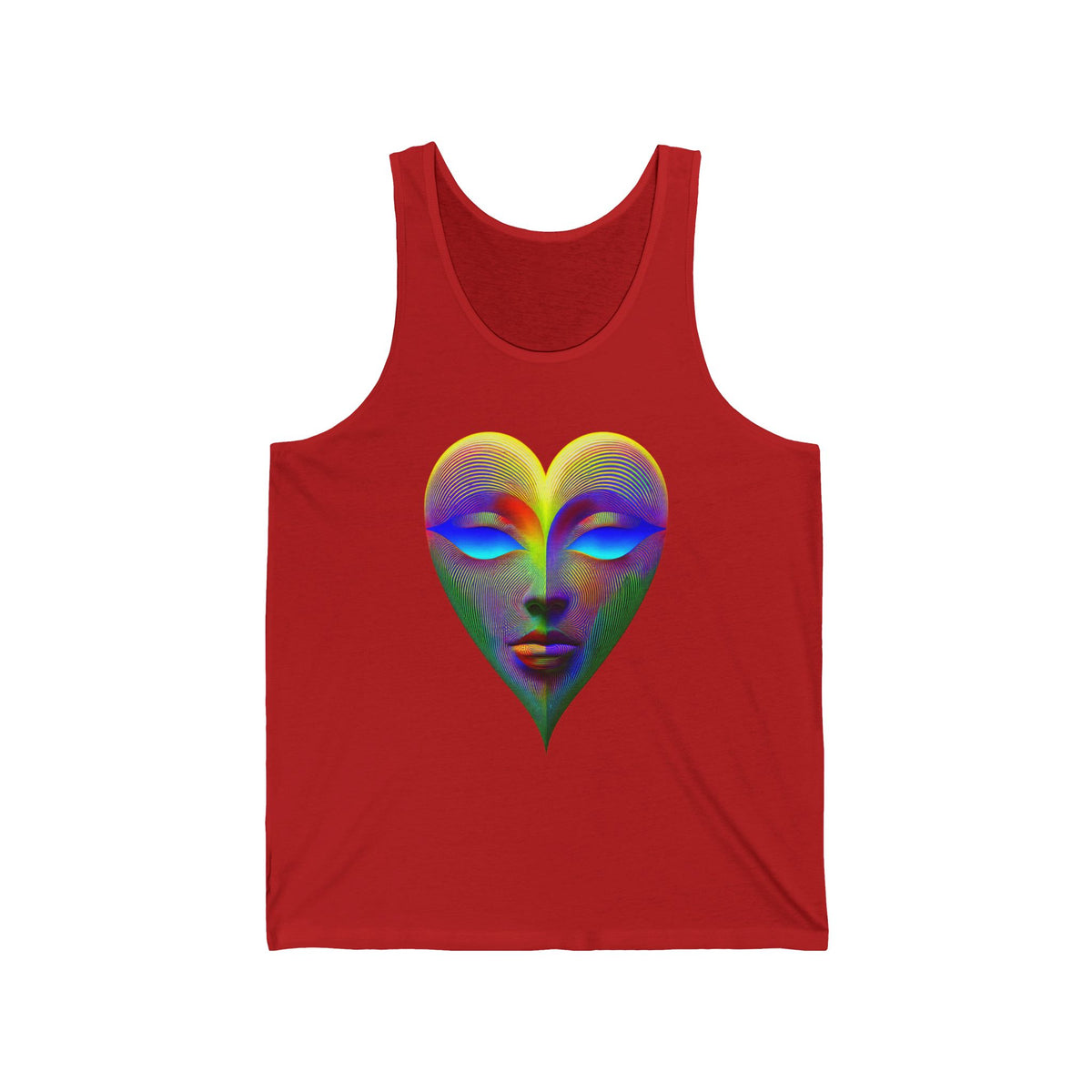 Orange Heart Face Illusion Graphic Tank Top Unisex Jersey Tank