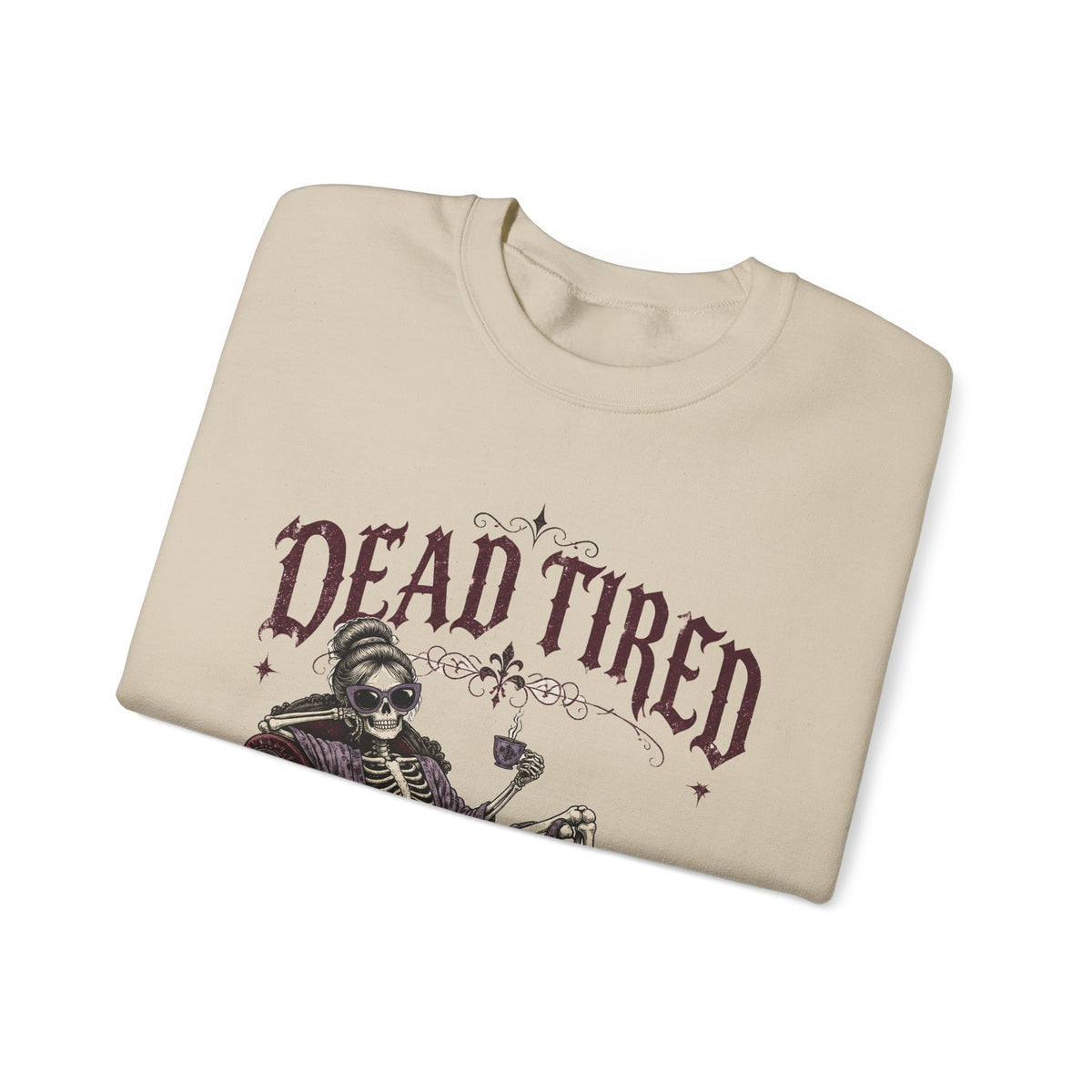 Dead Tired Skeleton Sweatshirt Funny Gothic Fainting Couch