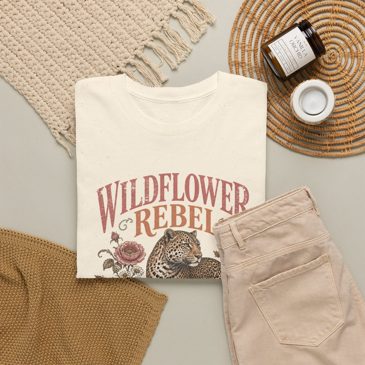 Wildflower Rebel Leopard T-Shirt Boho Floral Big Cat