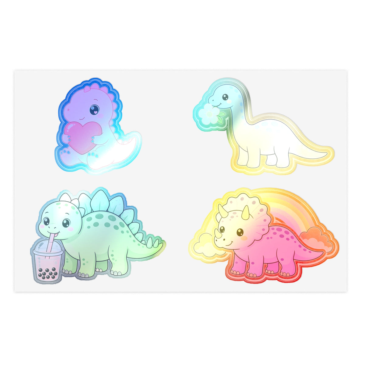 Cute Kawaii Dinosaur Sticker Sheet 4 Pastel Dino Stickers Laptop Water Bottle