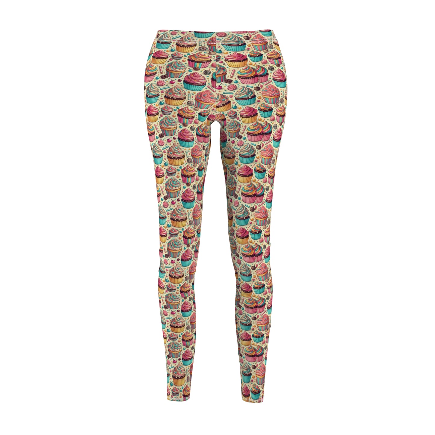 Leggings - Cute Cupcakes Design for Women's Casual Wear