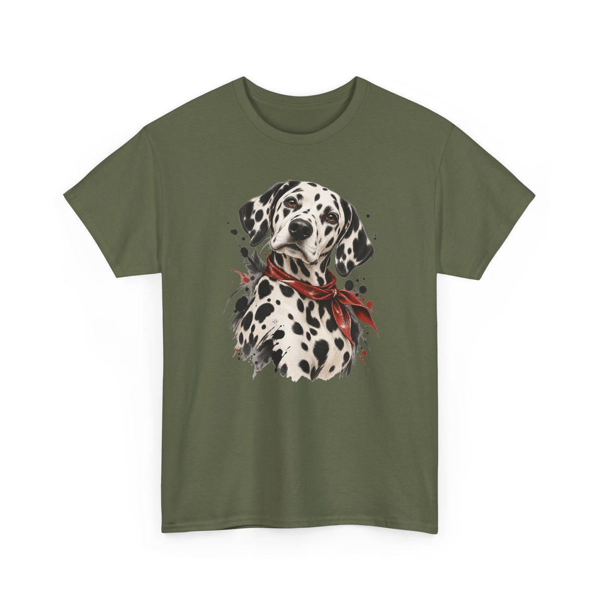 Dalmatian Red Bandana T-Shirt Dog Portrait Splatter Art Tee