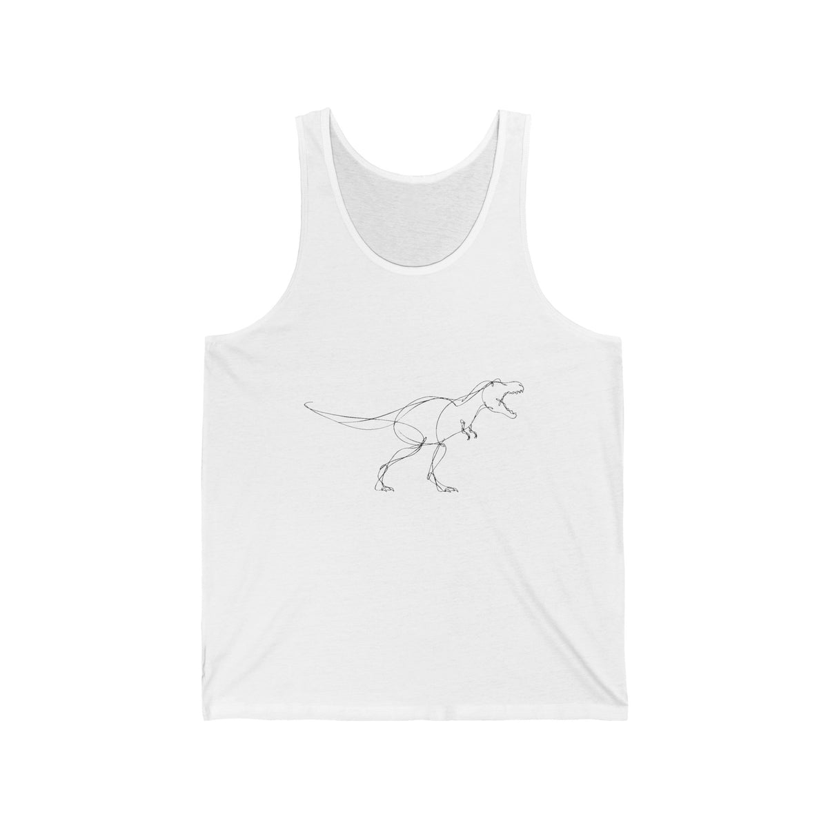 Minimal Line Art T-Rex Tank Top Simple Dinosaur Sketch