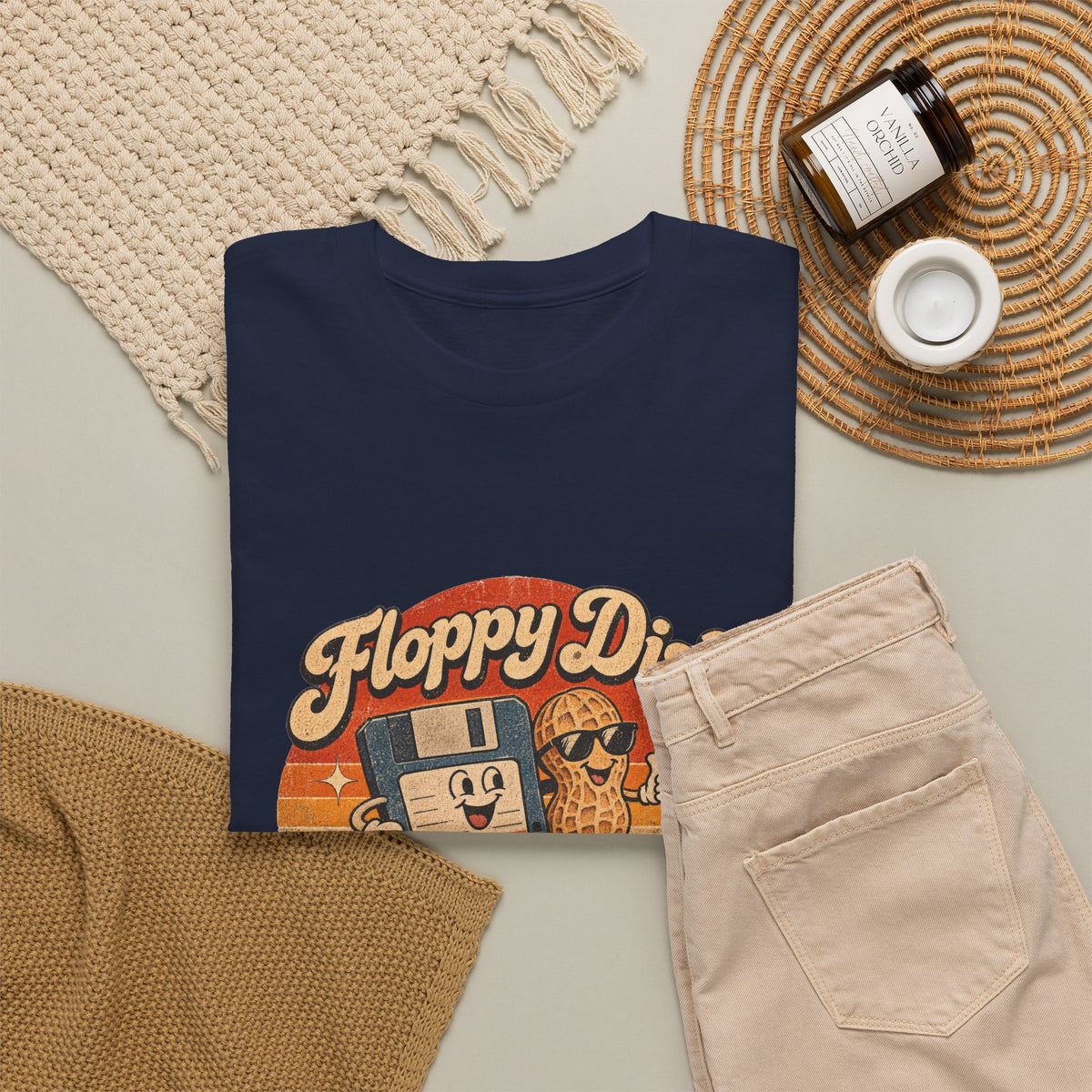 Floppy Disk Floppy Nuts T-Shirt Retro 80s Floppy Disk Peanut Funny Tee