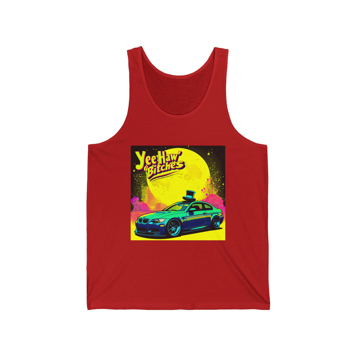 Yee Haw Neon Sports Car Graphic Tank Top Unisex Jersey Tank