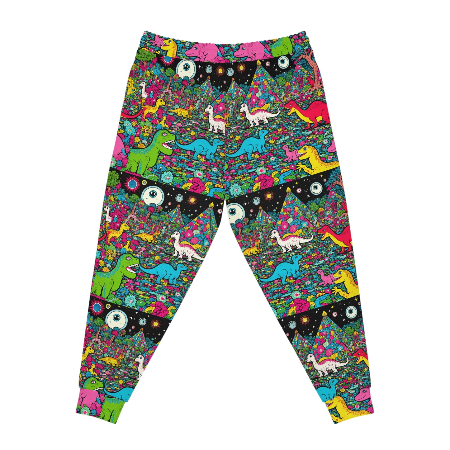 Athletic Joggers - Trippy Dinosaur Raver Print