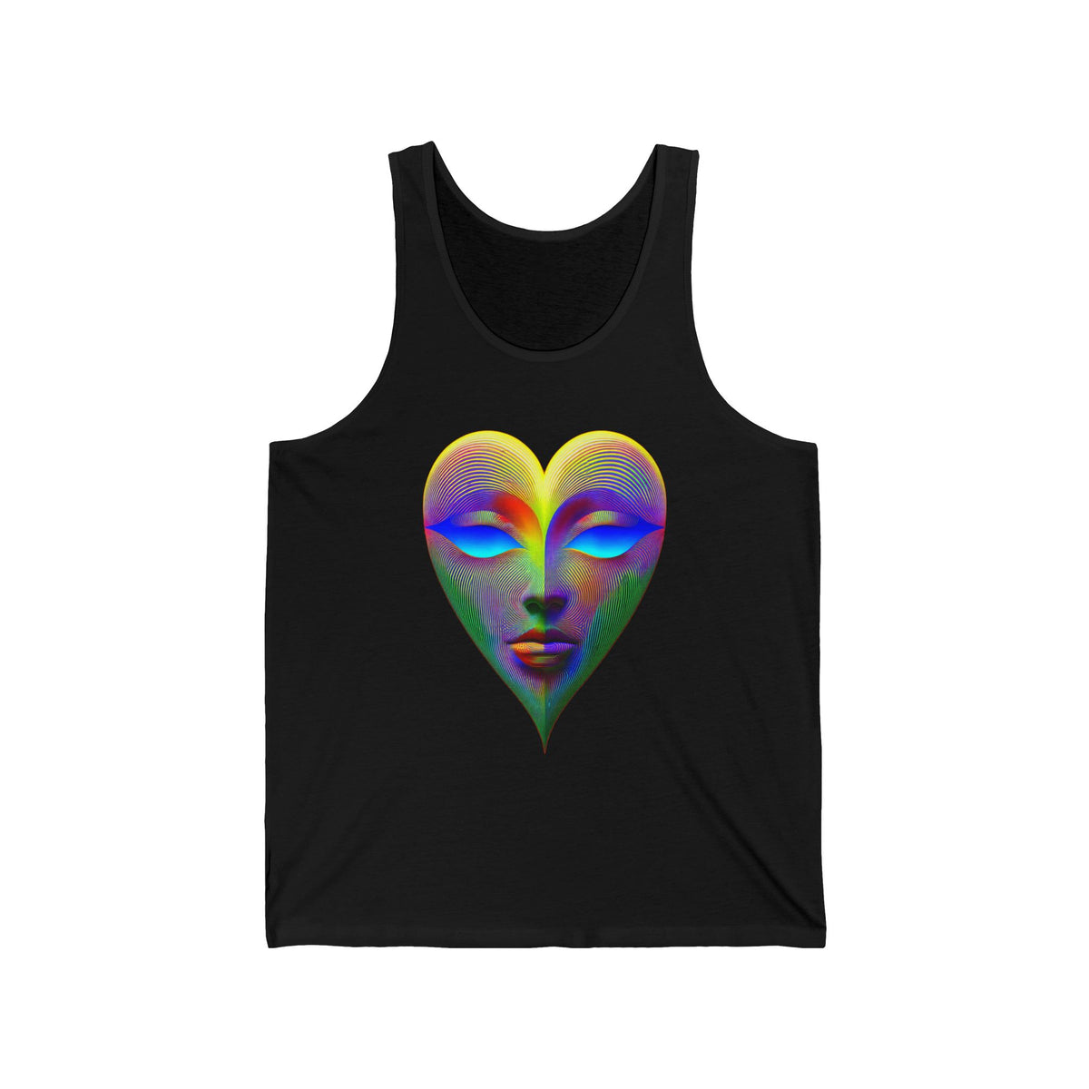 Orange Heart Face Illusion Graphic Tank Top Unisex Jersey Tank