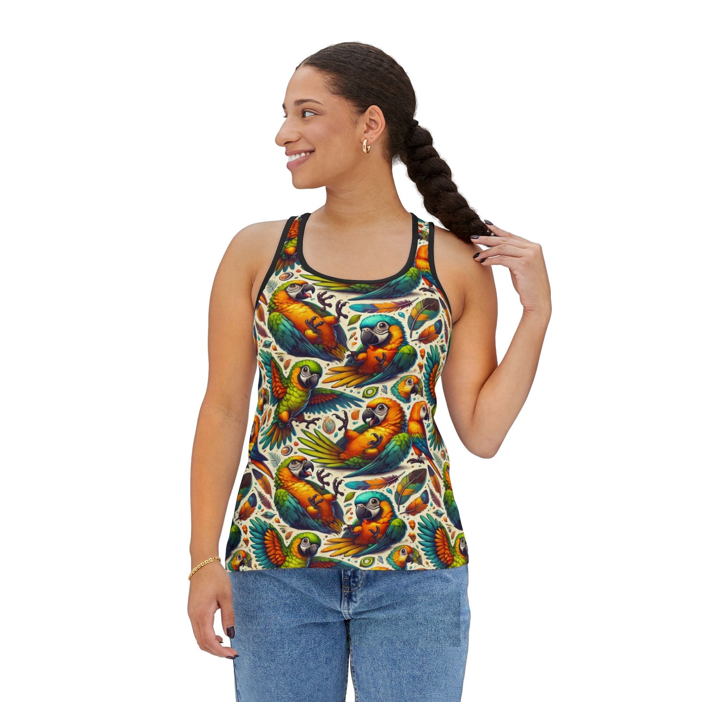 Playful parrots Women's Tank Top (AOP)