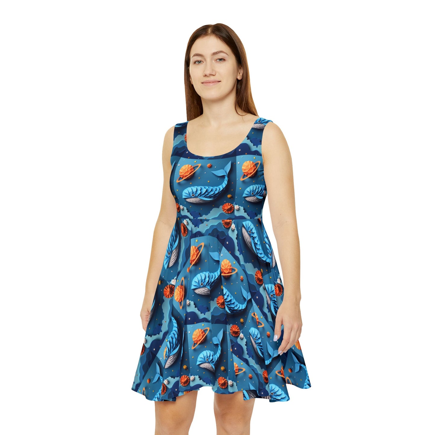 Space whale Women's Skater Dress (AOP)