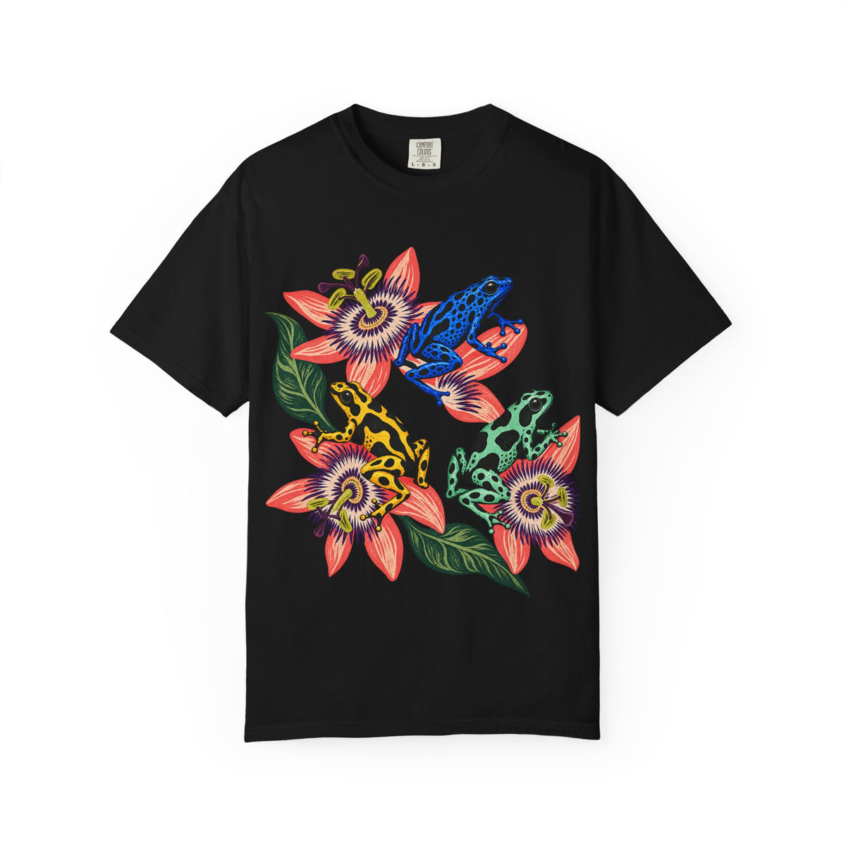 Poison Dart Frogs Passion Flowers Tee Colorful Dart Frog Tropical Flower Wildlife Shirt
