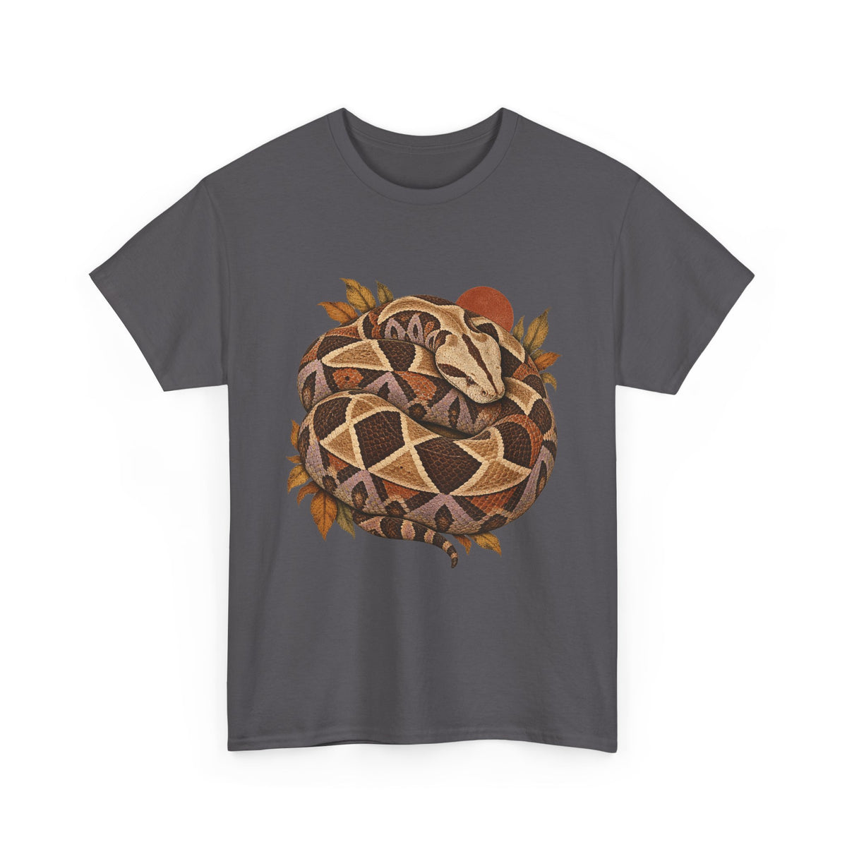 Gaboon Viper Coiled Sun T-Shirt Autumn Snake Geometric Tee