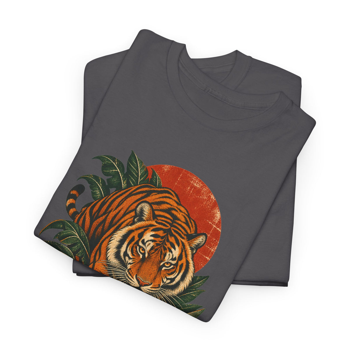 Tropical Tiger Monstera T-Shirt Jungle Cat Orange Moon Tee