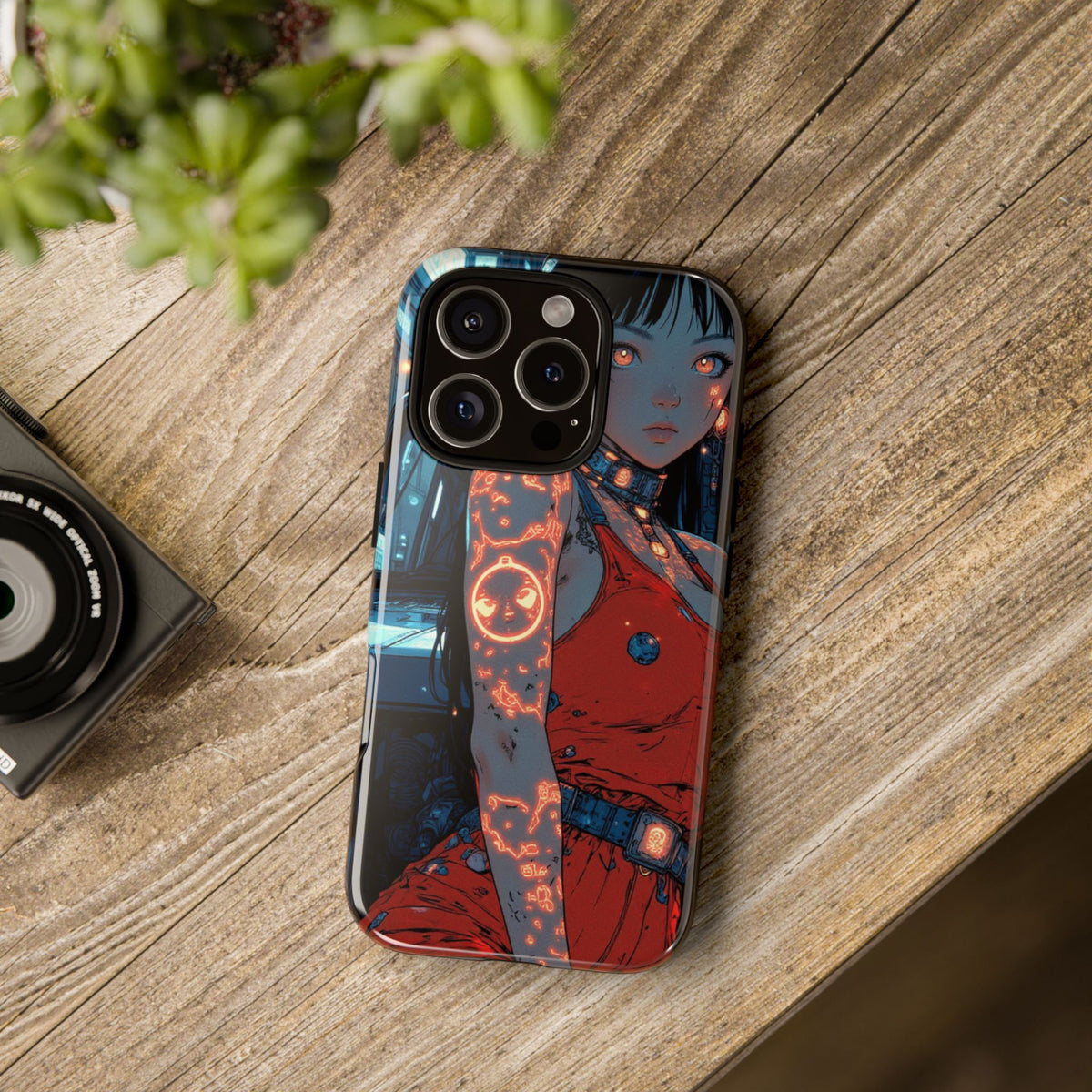 Tattooed Girl Neon Car Tough Phone Case iPhone Samsung Pixel