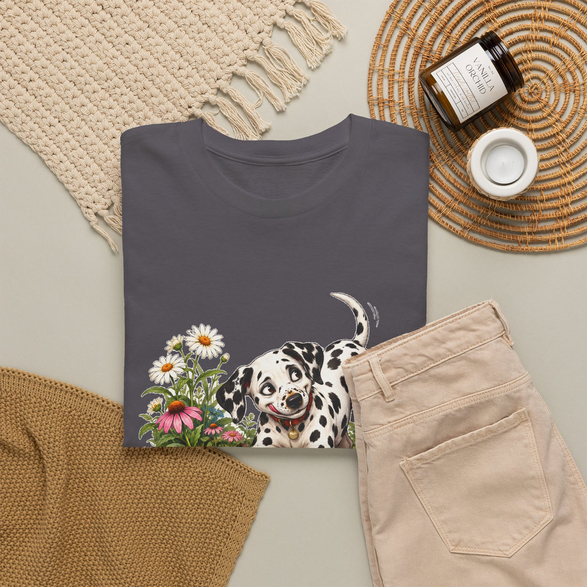Dalmatian Digging Garden T-Shirt Funny Puppy Flower Dirt Dog Lover Tee