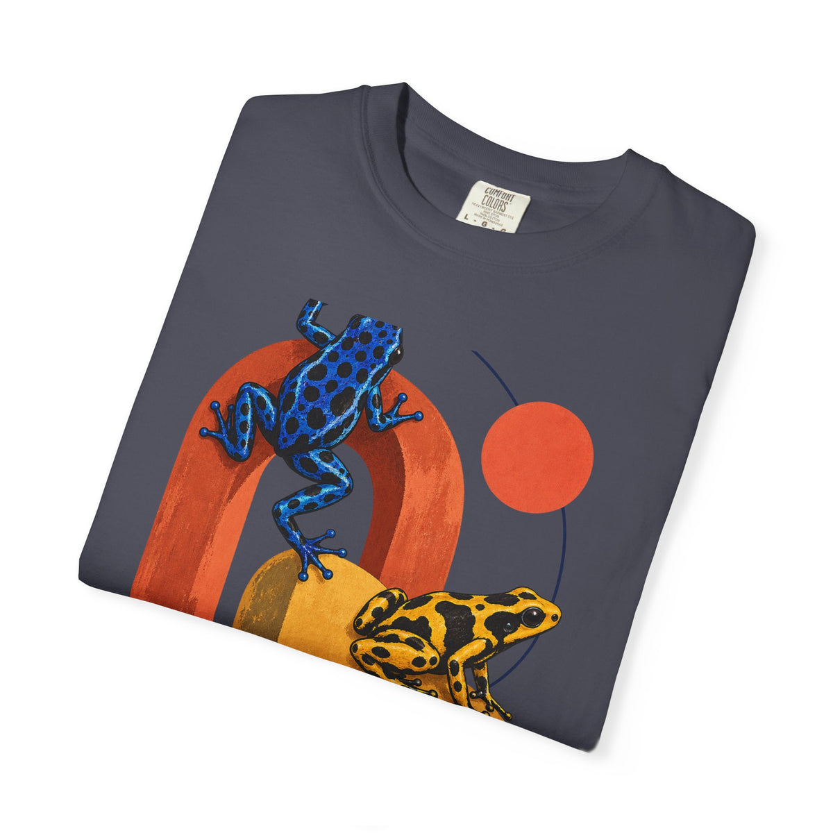Poison Dart Frogs Colorful Arches Red Sun Tee Midcentury Geometric Frog Wildlife Shirt