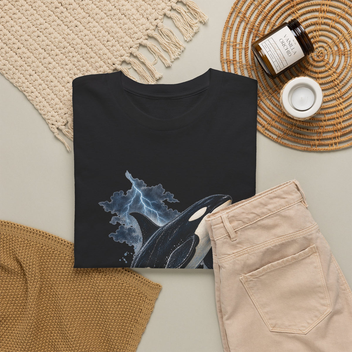 Breaching Orca Lightning Storm Tee Killer Whale Ocean Splash Thunder Clouds Shirt