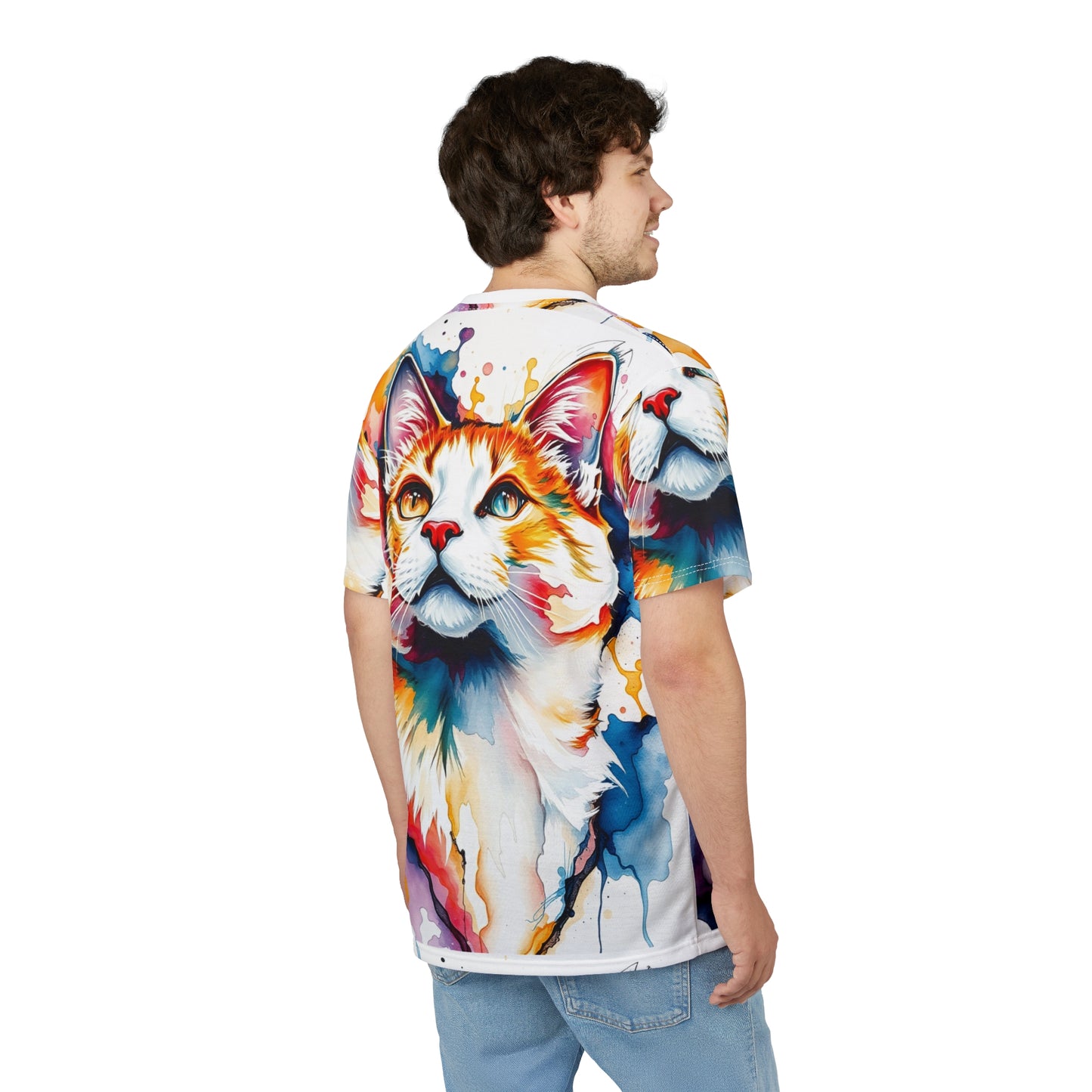 Cat Tee - Artsy Cat Unisex Cut & Sew Tee