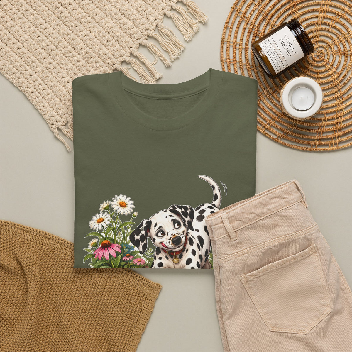 Dalmatian Digging Garden T-Shirt Funny Puppy Flower Dirt Dog Lover Tee