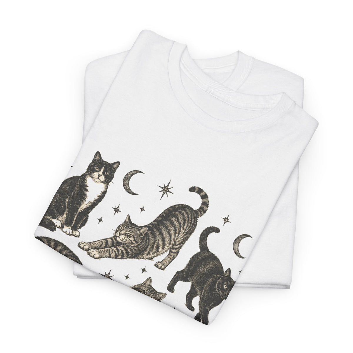 Vintage Cats and Moons T-Shirt Cute Cat Lover Celestial