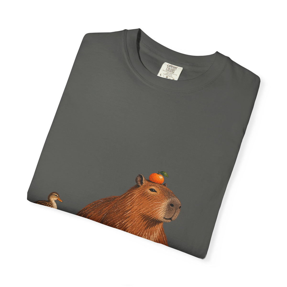 Capybara Orange Duck Tee Cute Capybara with Fruit Duck Lily Pad Pond Shirt