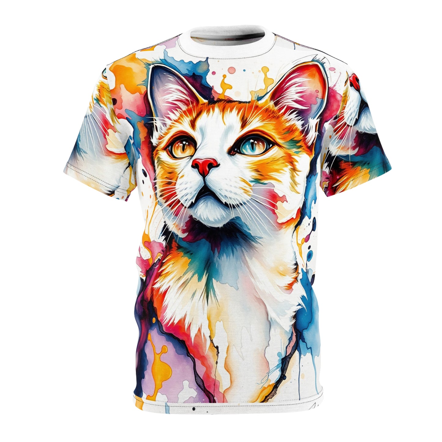 Cat Tee - Artsy Cat Unisex Cut & Sew Tee