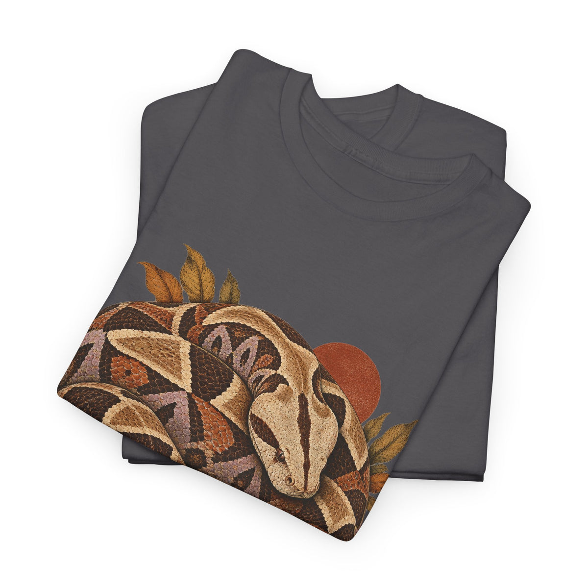 Gaboon Viper Coiled Sun T-Shirt Autumn Snake Geometric Tee