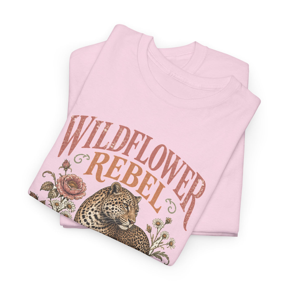 Wildflower Rebel Leopard T-Shirt Boho Floral Big Cat