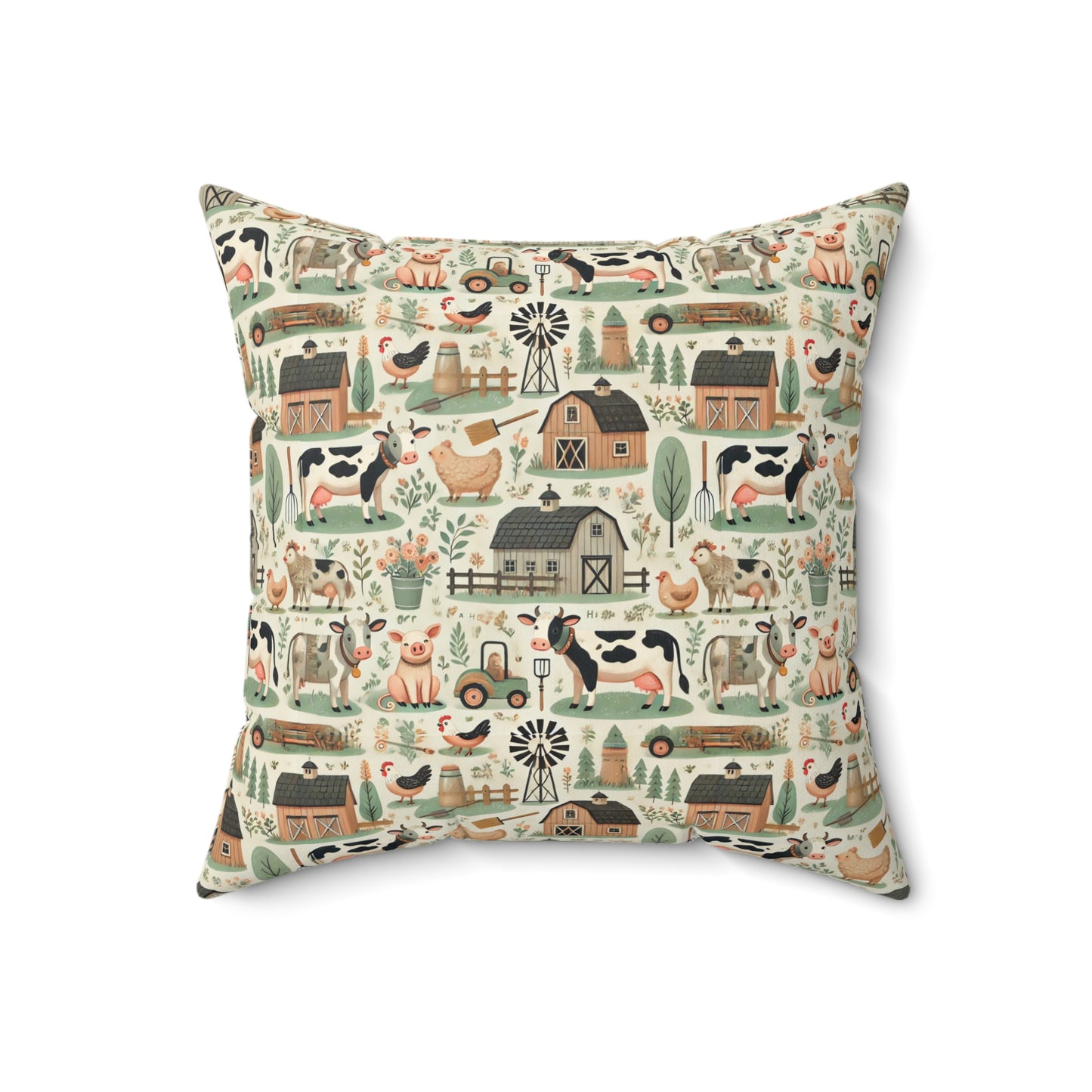 Farm animals Spun Polyester Square Pillow